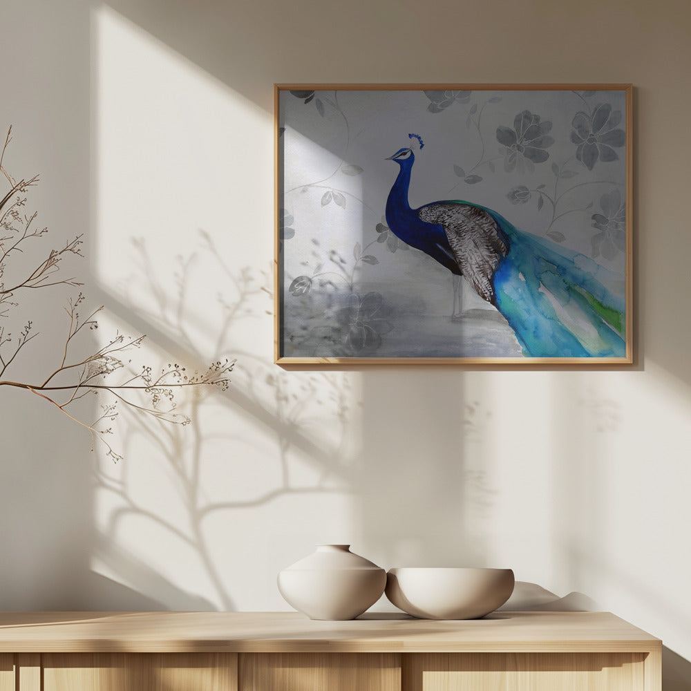 wall-art-print-canvas-poster-framed-Peacock Fable Cool , By Christine Lindstrom-4