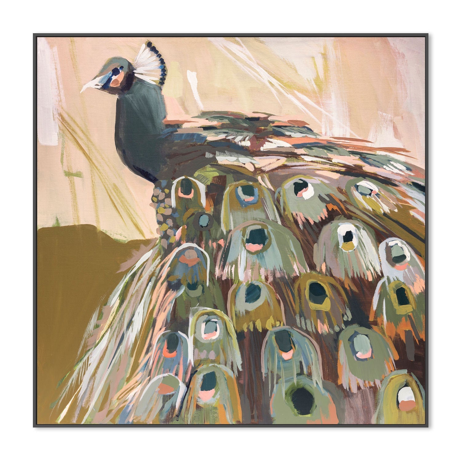 wall-art-print-canvas-poster-framed-Peacock Olive , By Jenny Westenhofer Art-3