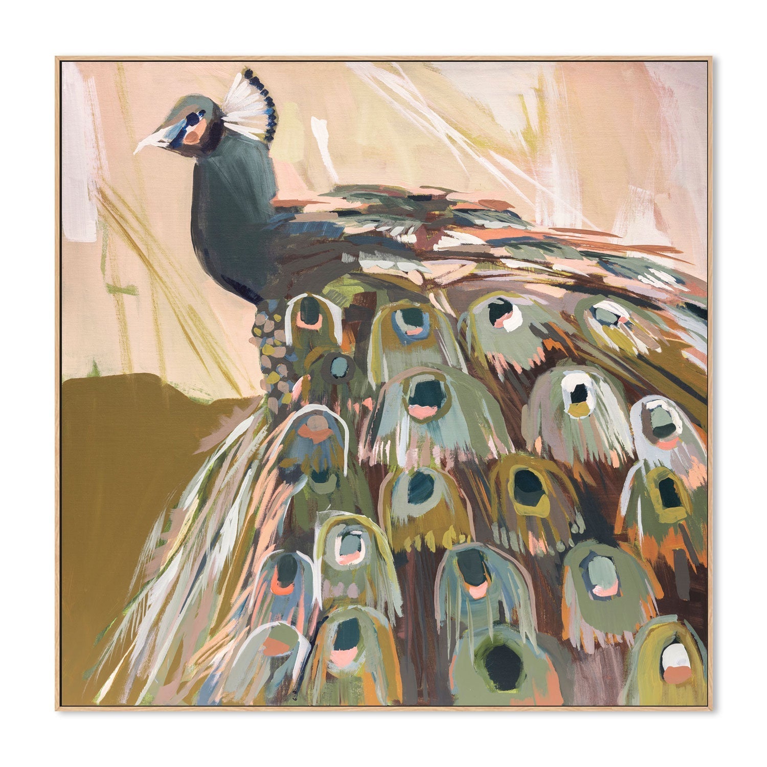 wall-art-print-canvas-poster-framed-Peacock Olive , By Jenny Westenhofer Art-4