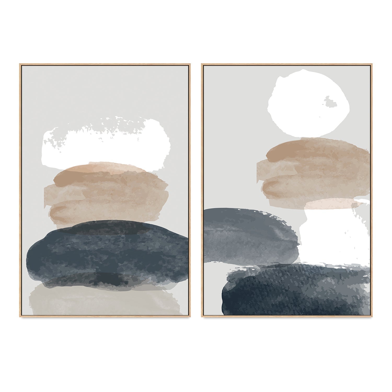 wall-art-print-canvas-poster-framed-Pebble Stack, Style A & B, Set Of 2-GIOIA-WALL-ART