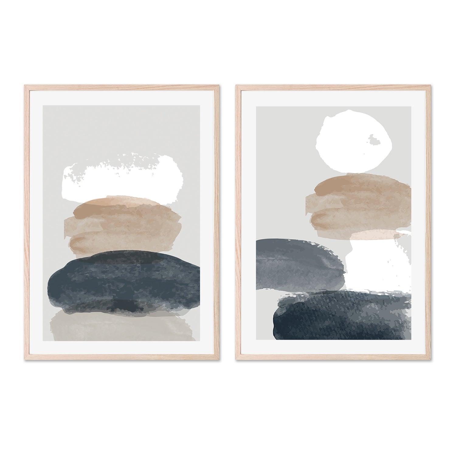 wall-art-print-canvas-poster-framed-Pebble Stack, Style A & B, Set Of 2-GIOIA-WALL-ART