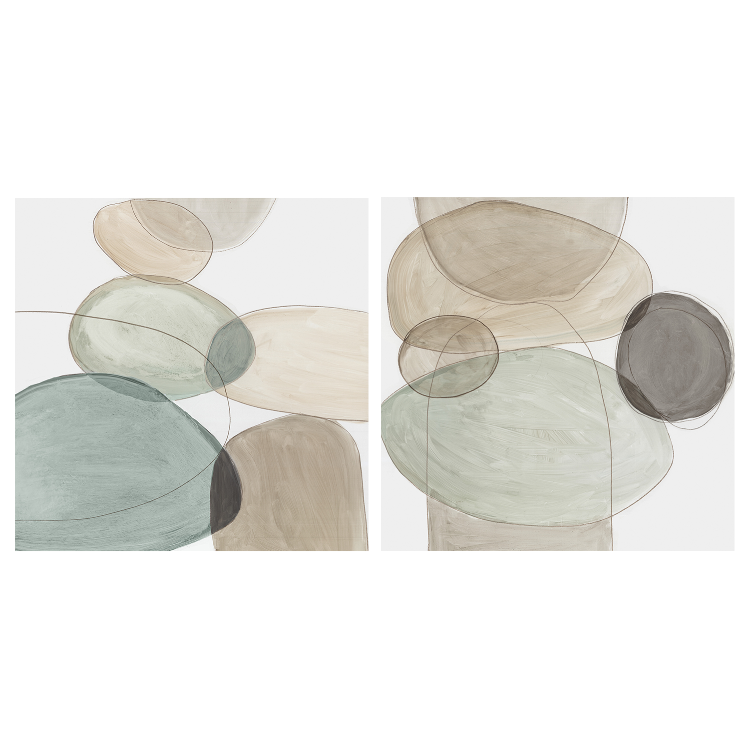 wall-art-print-canvas-poster-framed-Pebble Stones, Style A & B, Set Of 2 , By Tom Reeves-1