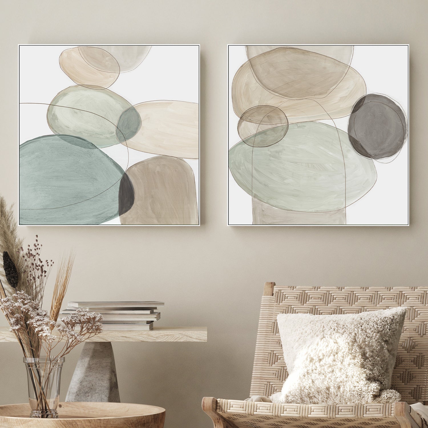 wall-art-print-canvas-poster-framed-Pebble Stones, Style A & B, Set Of 2 , By Tom Reeves-2