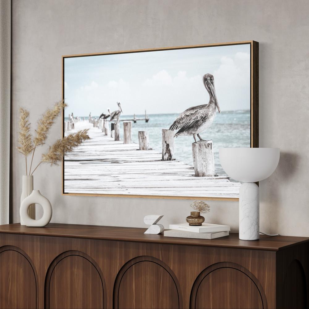 wall-art-print-canvas-poster-framed-Pelican At The Pier , Soft Tone-by-Gioia Wall Art-Gioia Wall Art