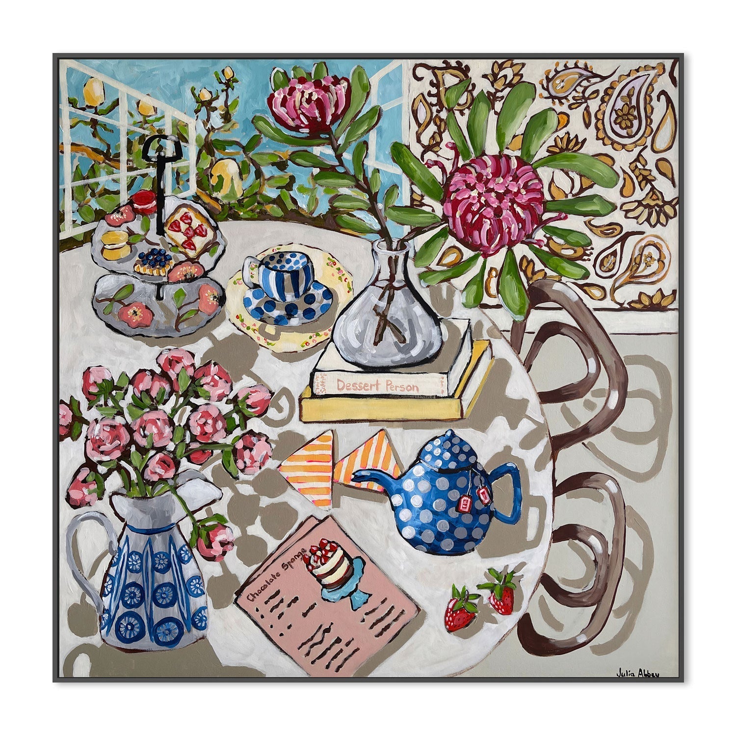 wall-art-print-canvas-poster-framed-Peonies And Paisley , By Julia Abbey-3
