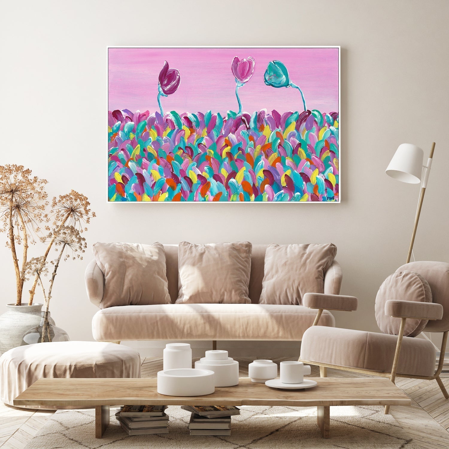 wall-art-print-canvas-poster-framed-Pinik Floral Serenade , By Belinda Stone-GIOIA-WALL-ART