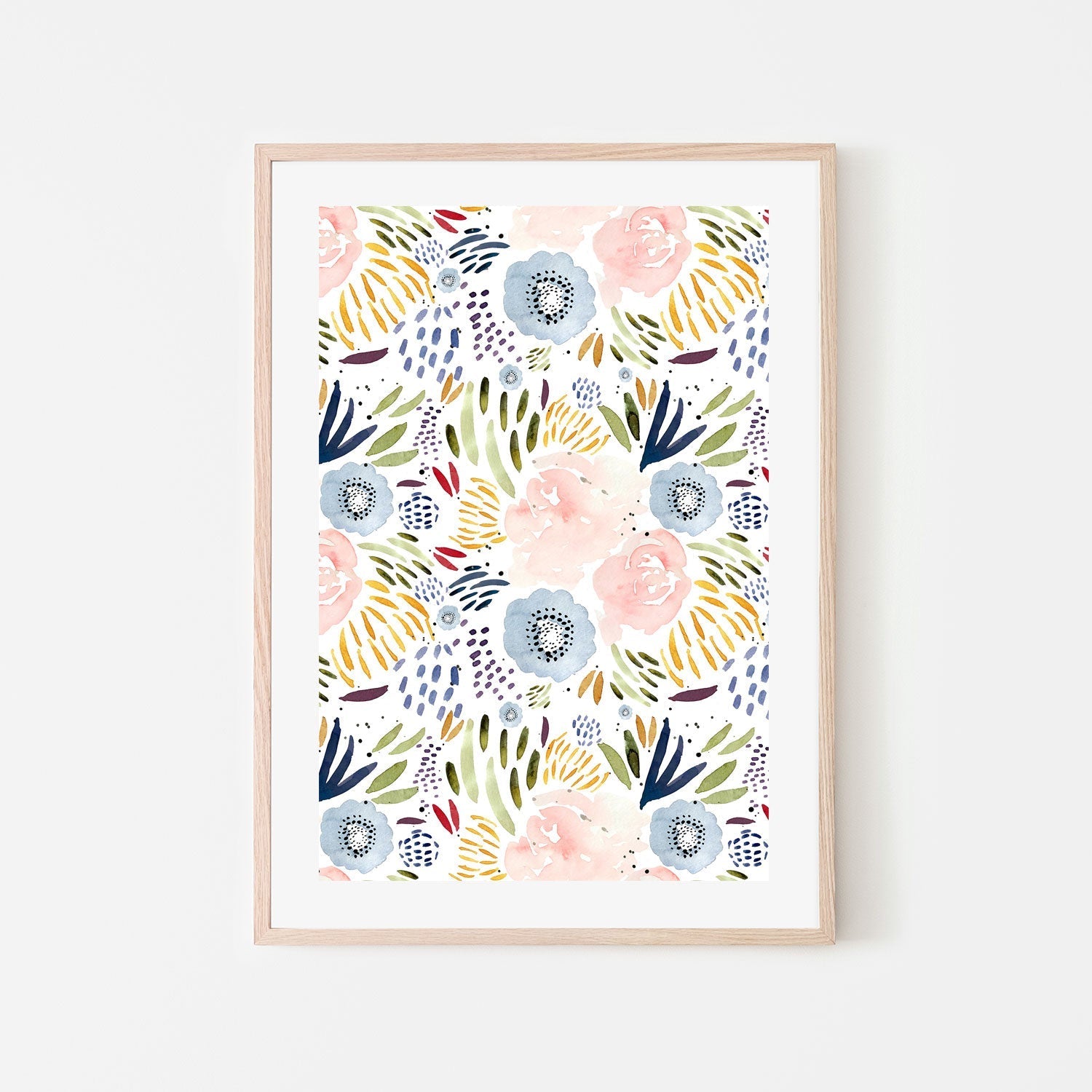 wall-art-print-canvas-poster-framed-Pink and Blue Florals , By Leah Straatsma-6