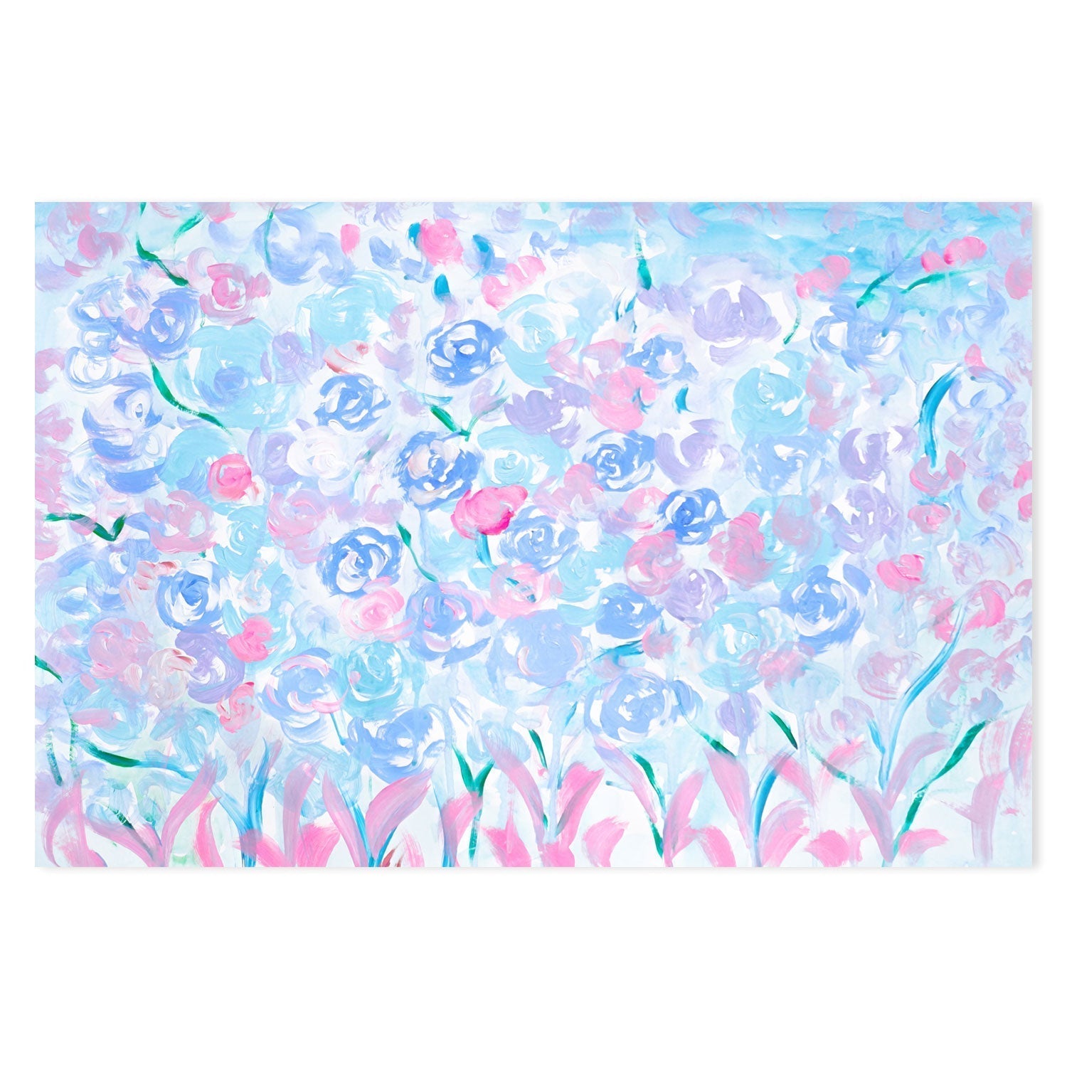 wall-art-print-canvas-poster-framed-Pink And Blue Pastel Flowers, Style A , By Nadar Musa-GIOIA-WALL-ART