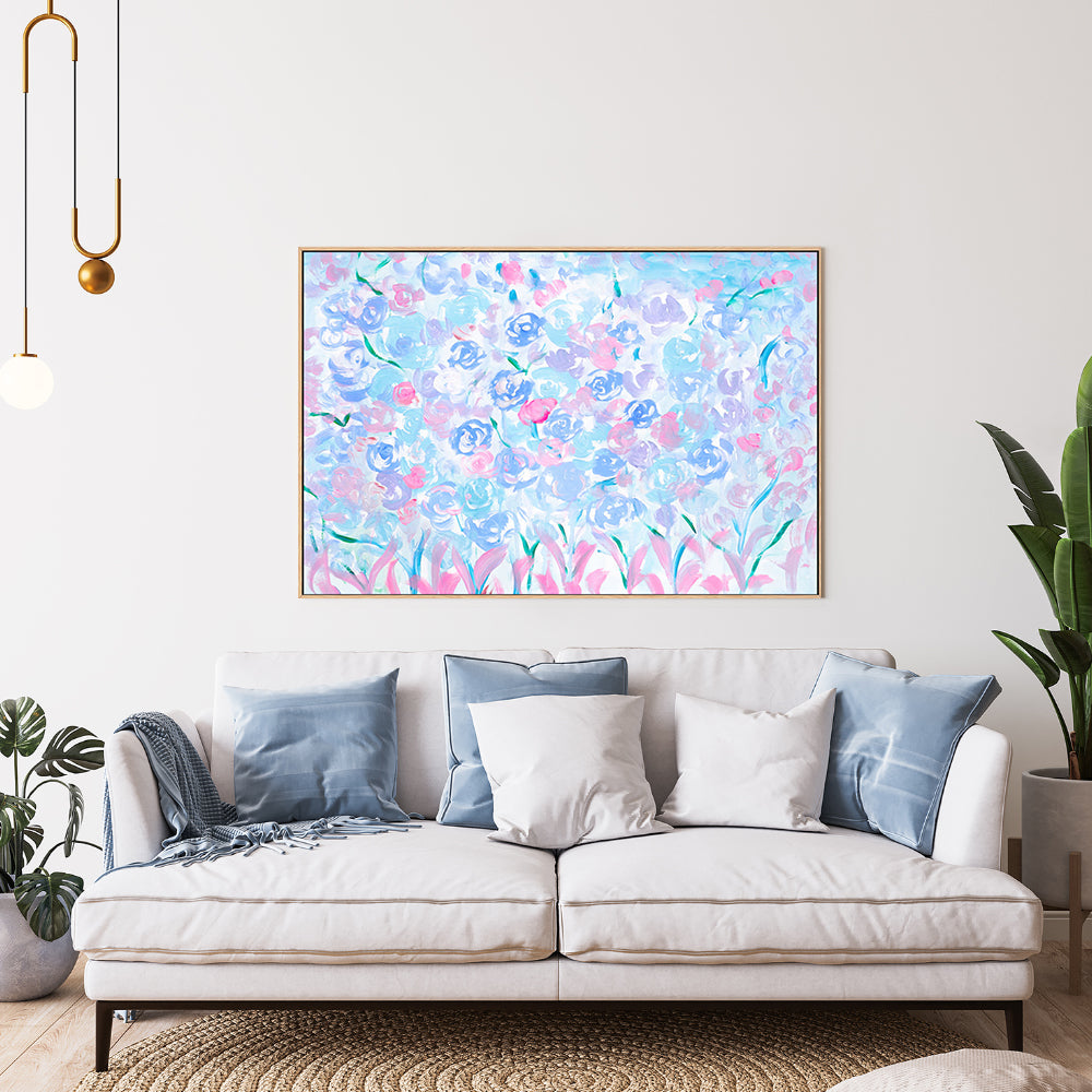 wall-art-print-canvas-poster-framed-Pink And Blue Pastel Flowers, Style A , By Nadar Musa-GIOIA-WALL-ART