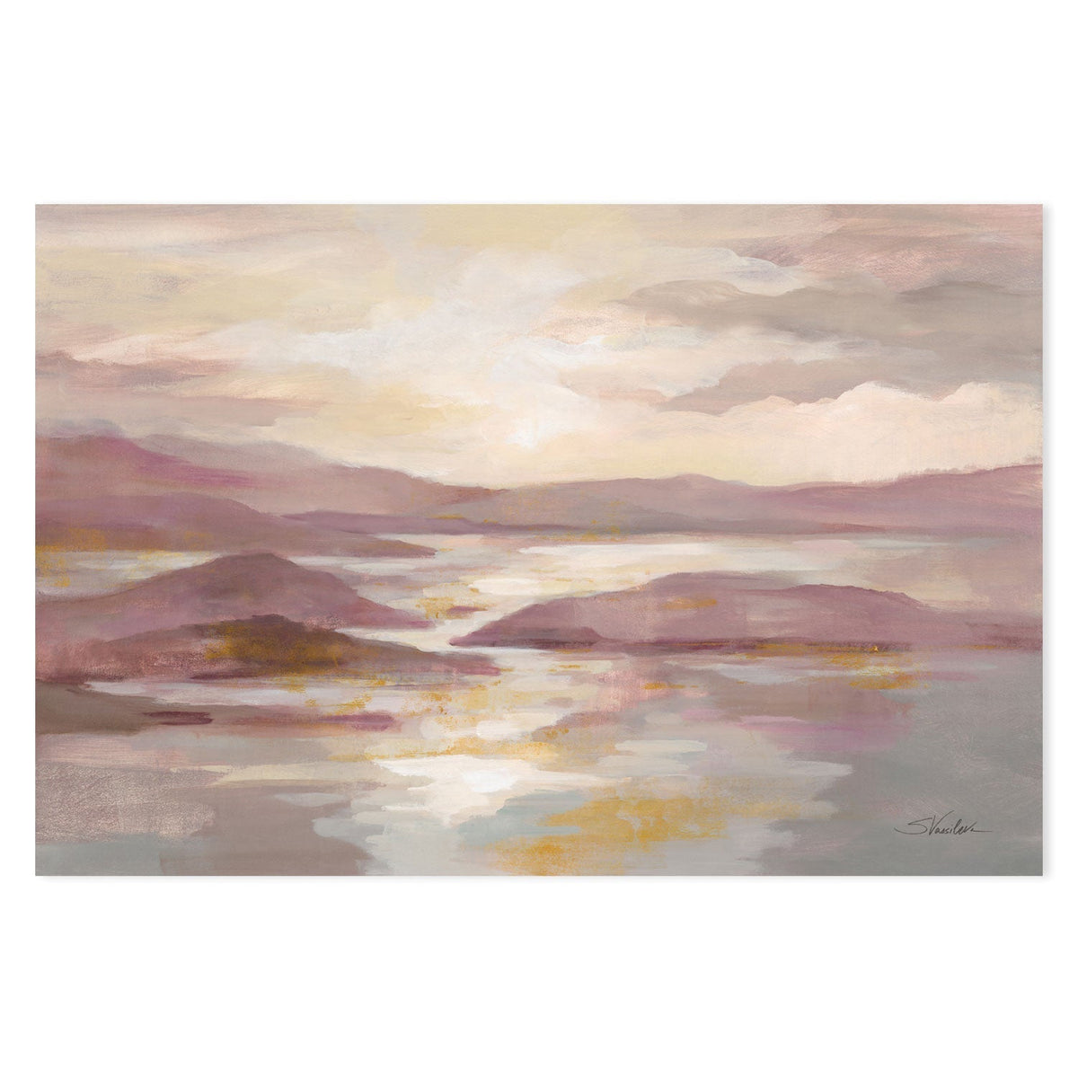 wall-art-print-canvas-poster-framed-Pink and Gold Landscape , By Silvia Vassileva-GIOIA-WALL-ART