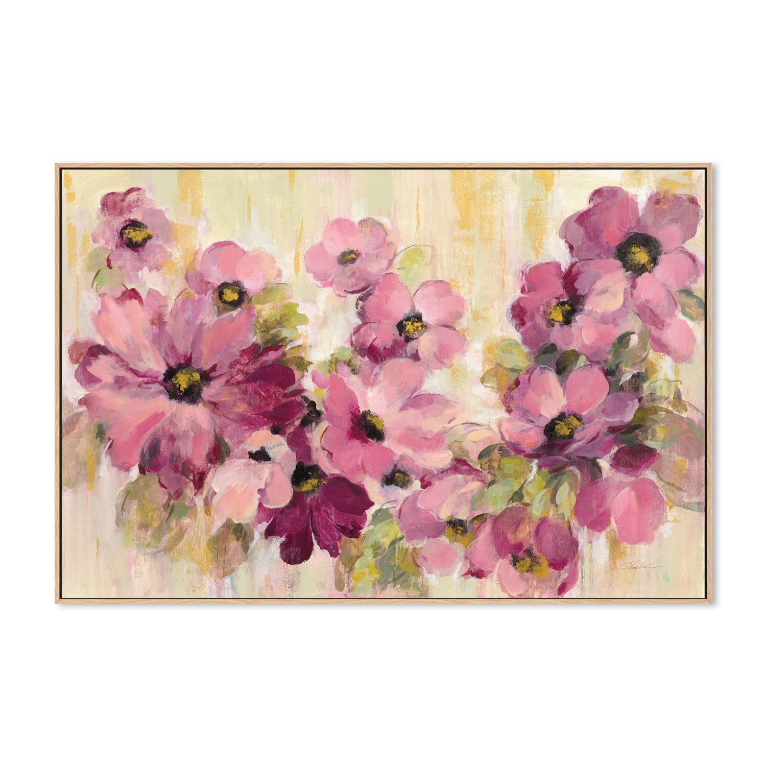wall-art-print-canvas-poster-framed-Pink and Green Bloom-by-Silvia Vassileva-Gioia Wall Art
