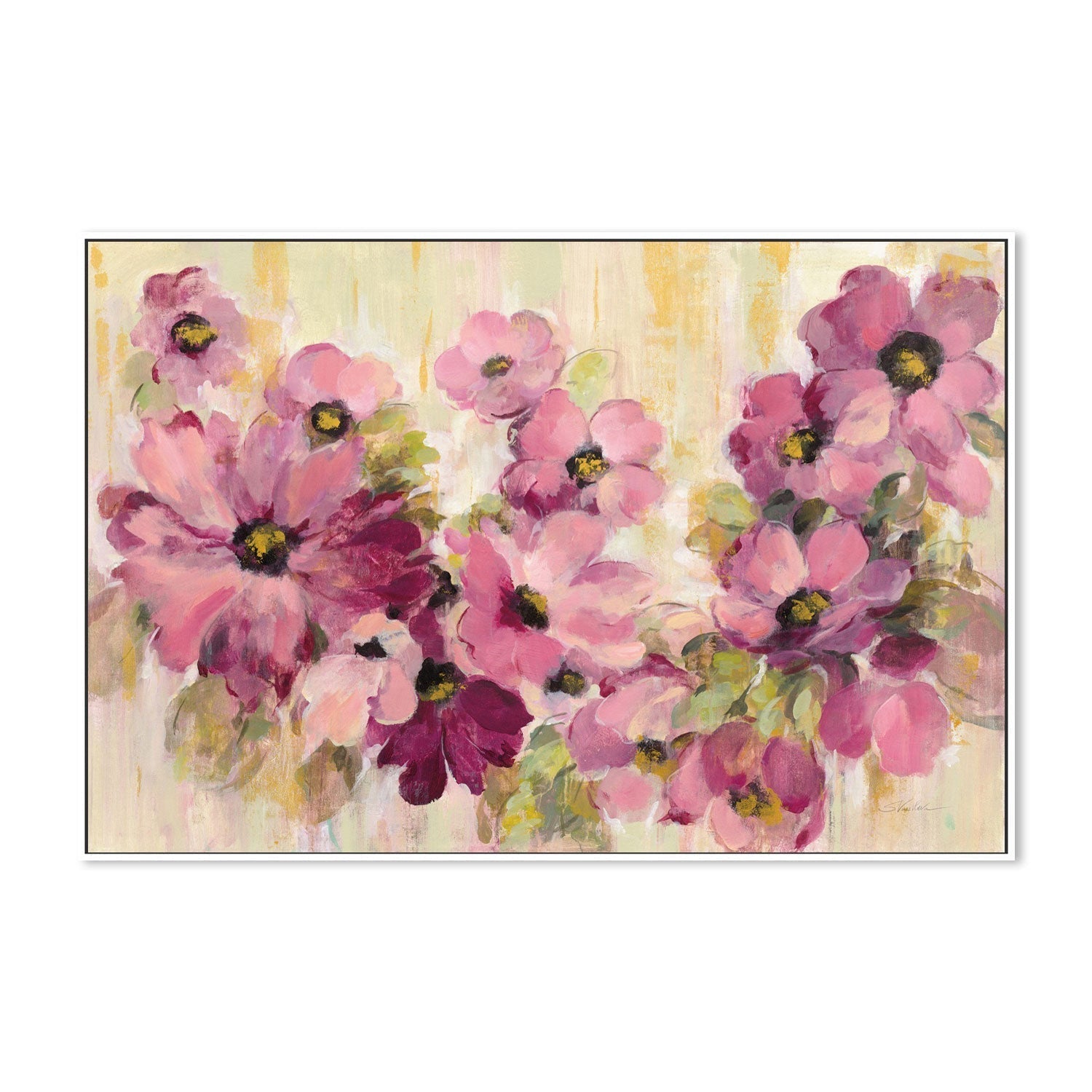 wall-art-print-canvas-poster-framed-Pink and Green Bloom-by-Silvia Vassileva-Gioia Wall Art