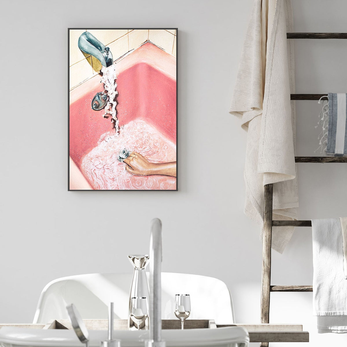 wall-art-print-canvas-poster-framed-Pink Bath , By Julia Ockert-GIOIA-WALL-ART