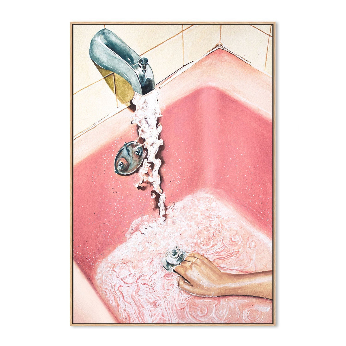wall-art-print-canvas-poster-framed-Pink Bath , By Julia Ockert-GIOIA-WALL-ART