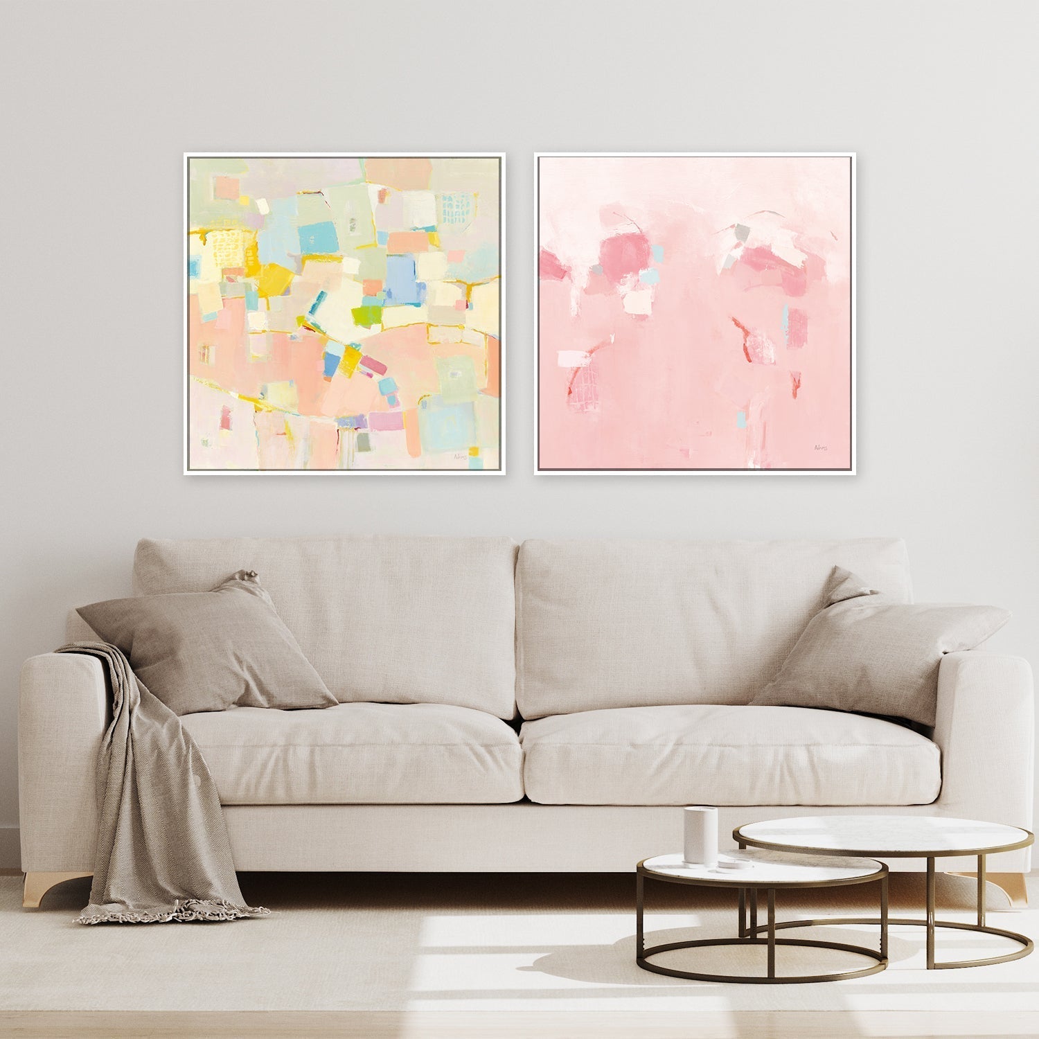 wall-art-print-canvas-poster-framed-Pink Block Party, Set Of 2-by-Phyllis Adams-Gioia Wall Art