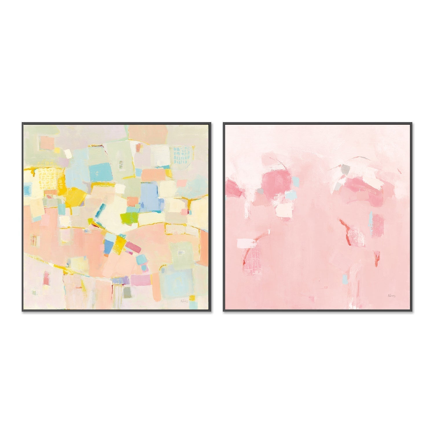 wall-art-print-canvas-poster-framed-Pink Block Party, Set Of 2-by-Phyllis Adams-Gioia Wall Art