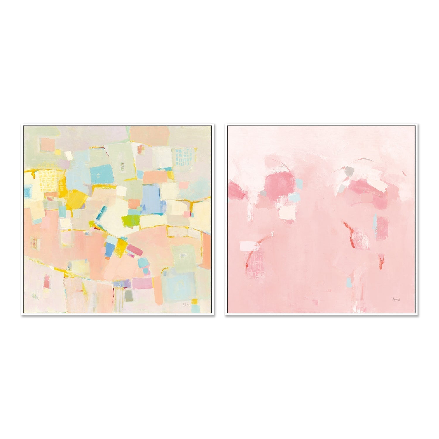 wall-art-print-canvas-poster-framed-Pink Block Party, Set Of 2-by-Phyllis Adams-Gioia Wall Art