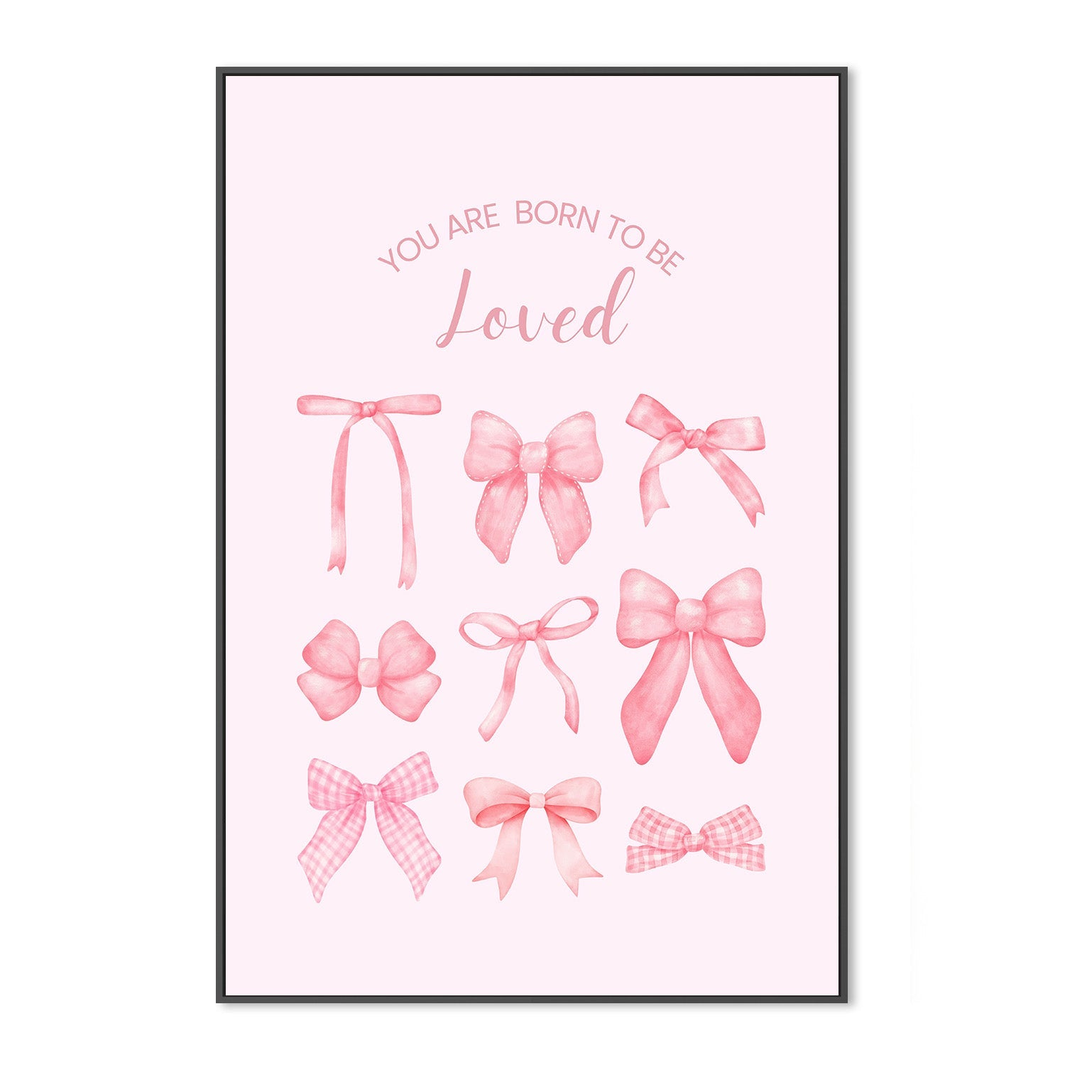 wall-art-print-canvas-poster-framed-Pink Bows Born To Be Loved-3