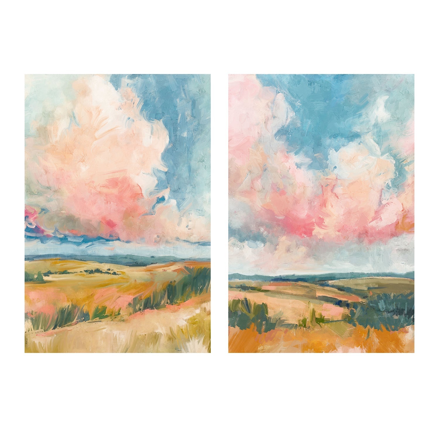 wall-art-print-canvas-poster-framed-Pink Clouds, Style A & B, Set Of 2 , By Nina Blue , By Nina Blue-1