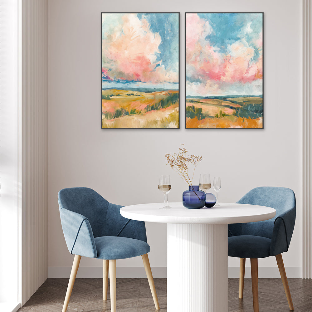 wall-art-print-canvas-poster-framed-Pink Clouds, Style A & B, Set Of 2 , By Nina Blue , By Nina Blue-2