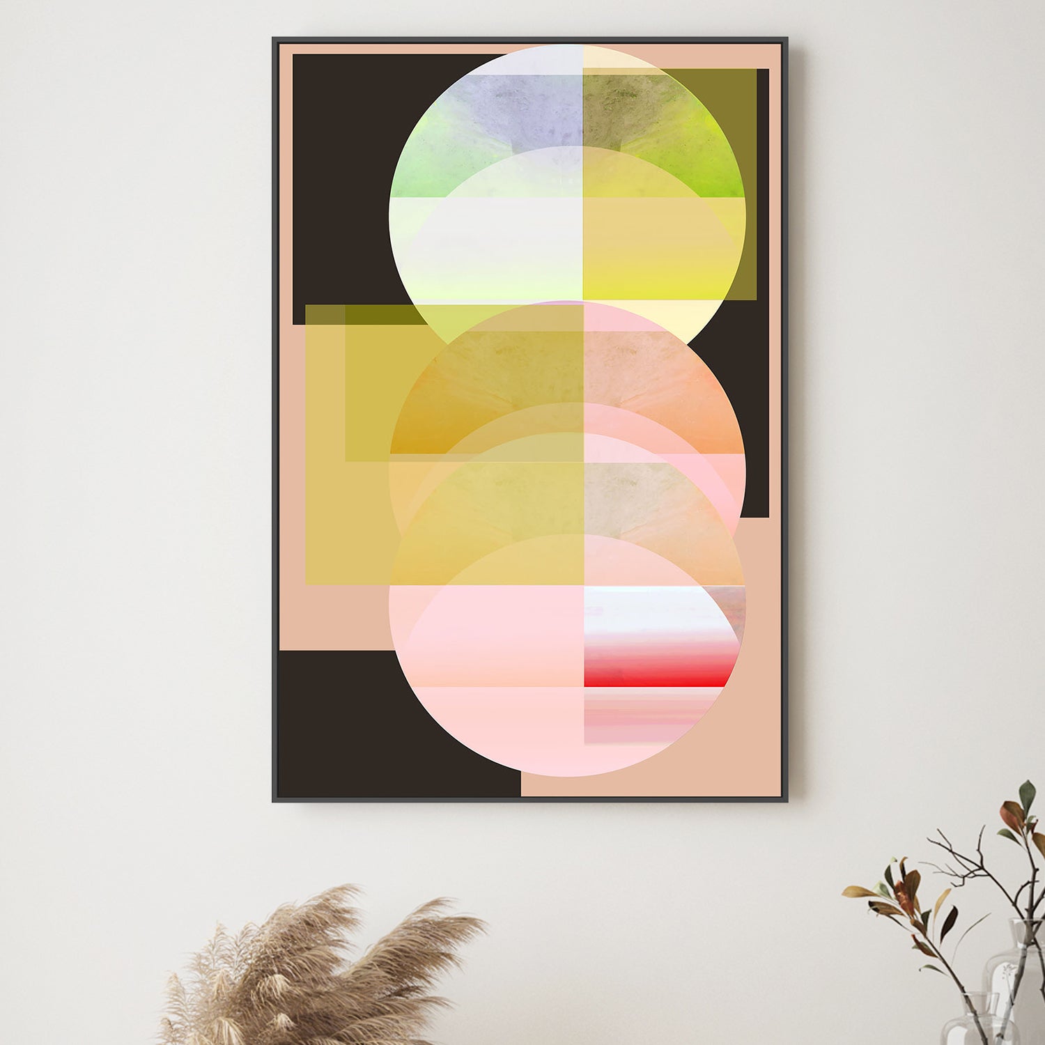 wall-art-print-canvas-poster-framed-Pink Crescent Moon, Style B , By Cartissi-2