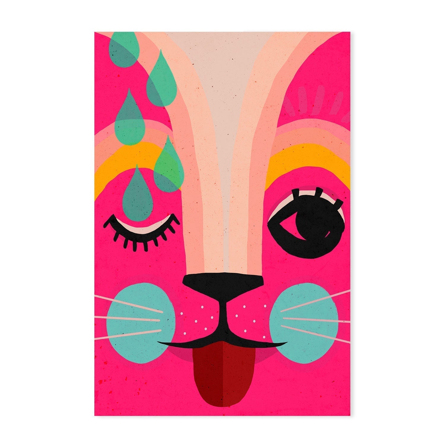 wall-art-print-canvas-poster-framed-Pink Neon Kitty , By Treechild-GIOIA-WALL-ART