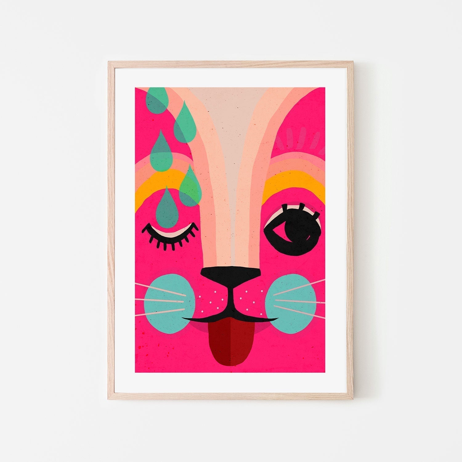 wall-art-print-canvas-poster-framed-Pink Neon Kitty , By Treechild-GIOIA-WALL-ART
