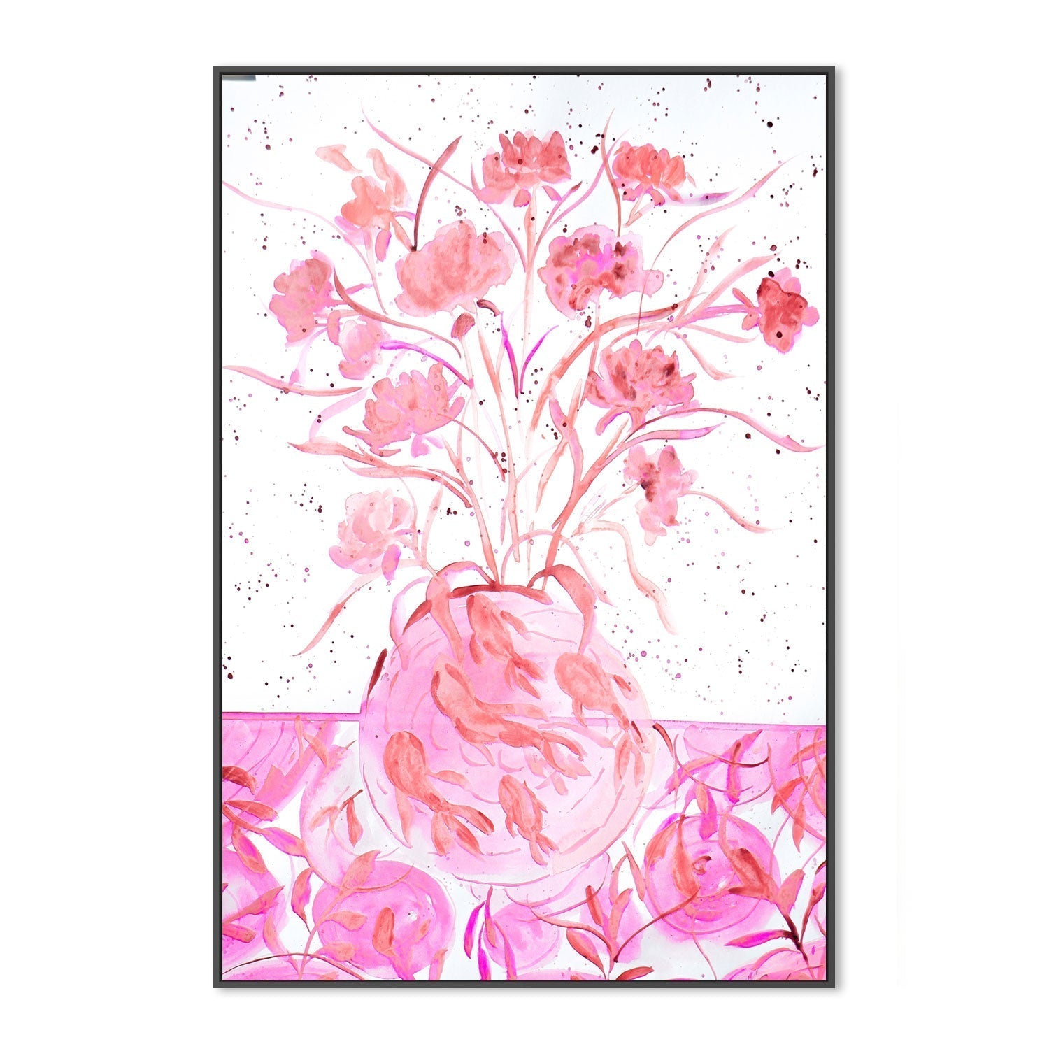 wall-art-print-canvas-poster-framed-Pink Vase Of Flowers , By Nadar Musa-GIOIA-WALL-ART