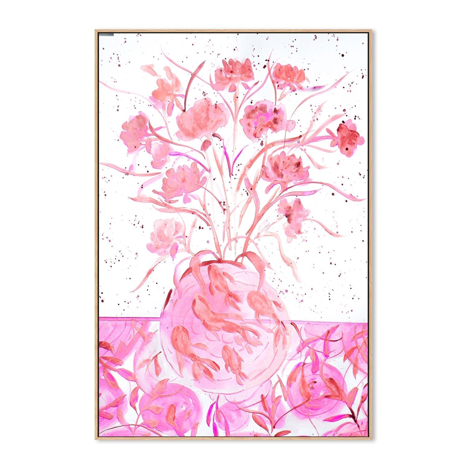 wall-art-print-canvas-poster-framed-Pink Vase Of Flowers , By Nadar Musa-GIOIA-WALL-ART