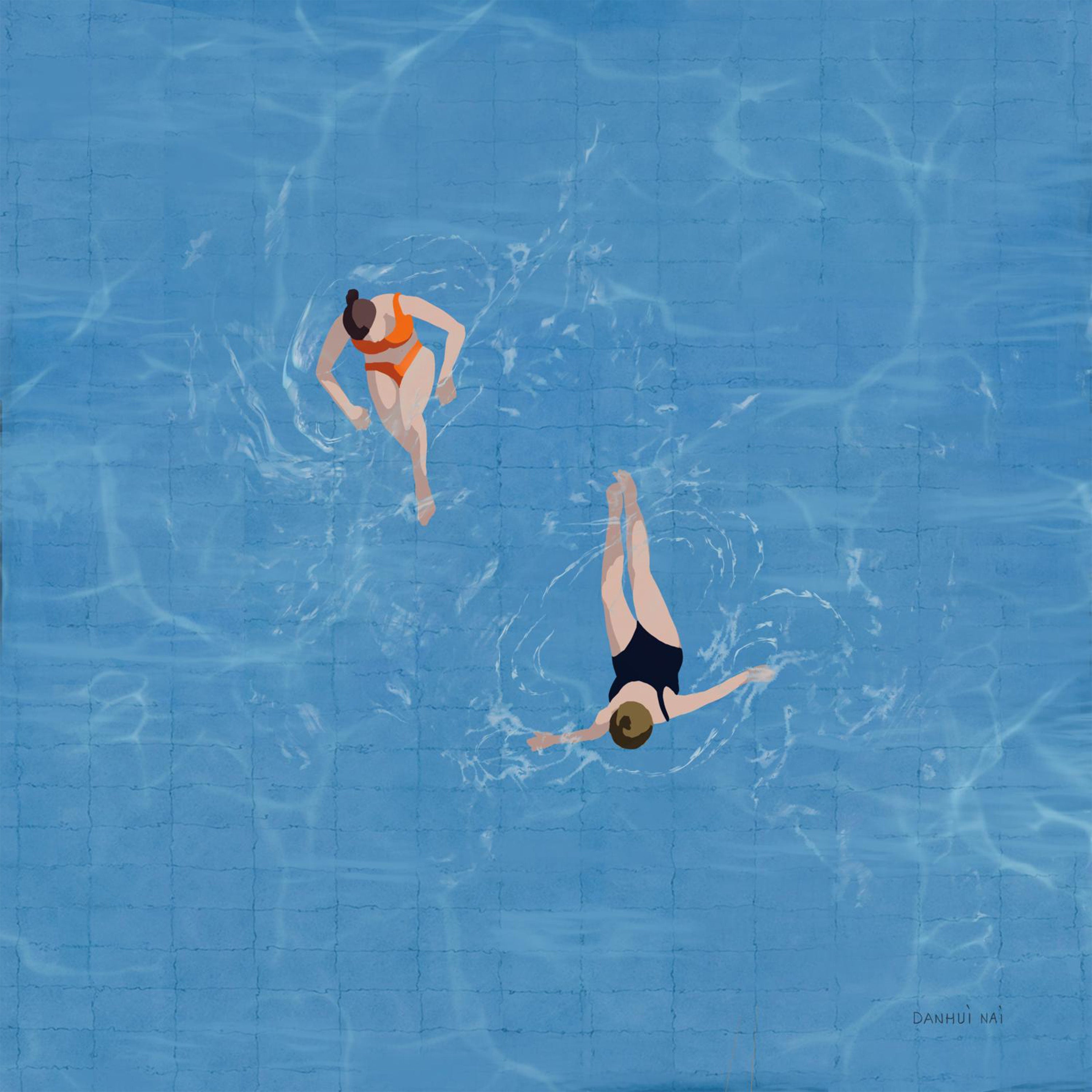 wall-art-print-canvas-poster-framed-Pool Fun, Style A & B, Set Of 2-10