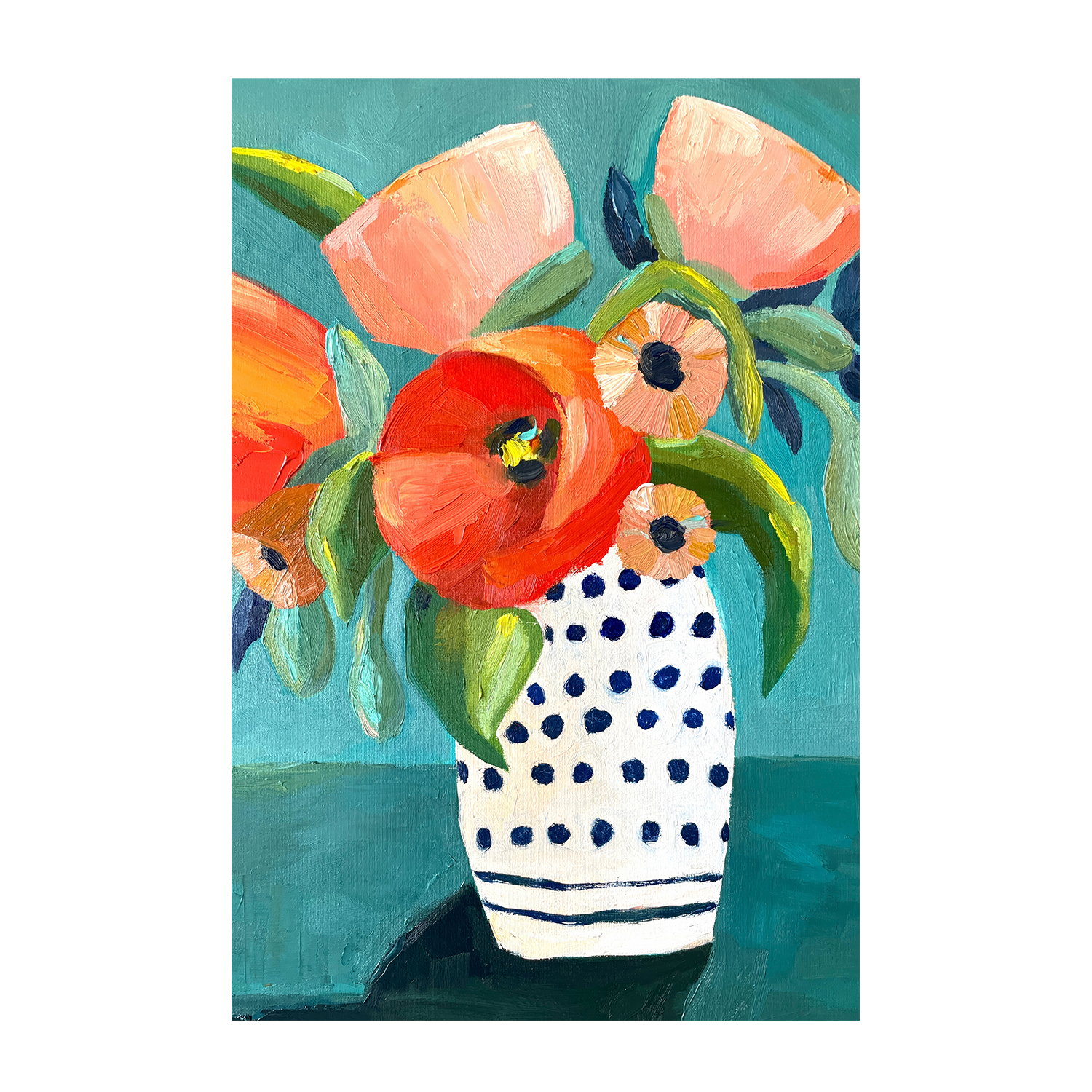 wall-art-print-canvas-poster-framed-Poppies In A Polka Dot Vase , By Kelly Angelovic-1
