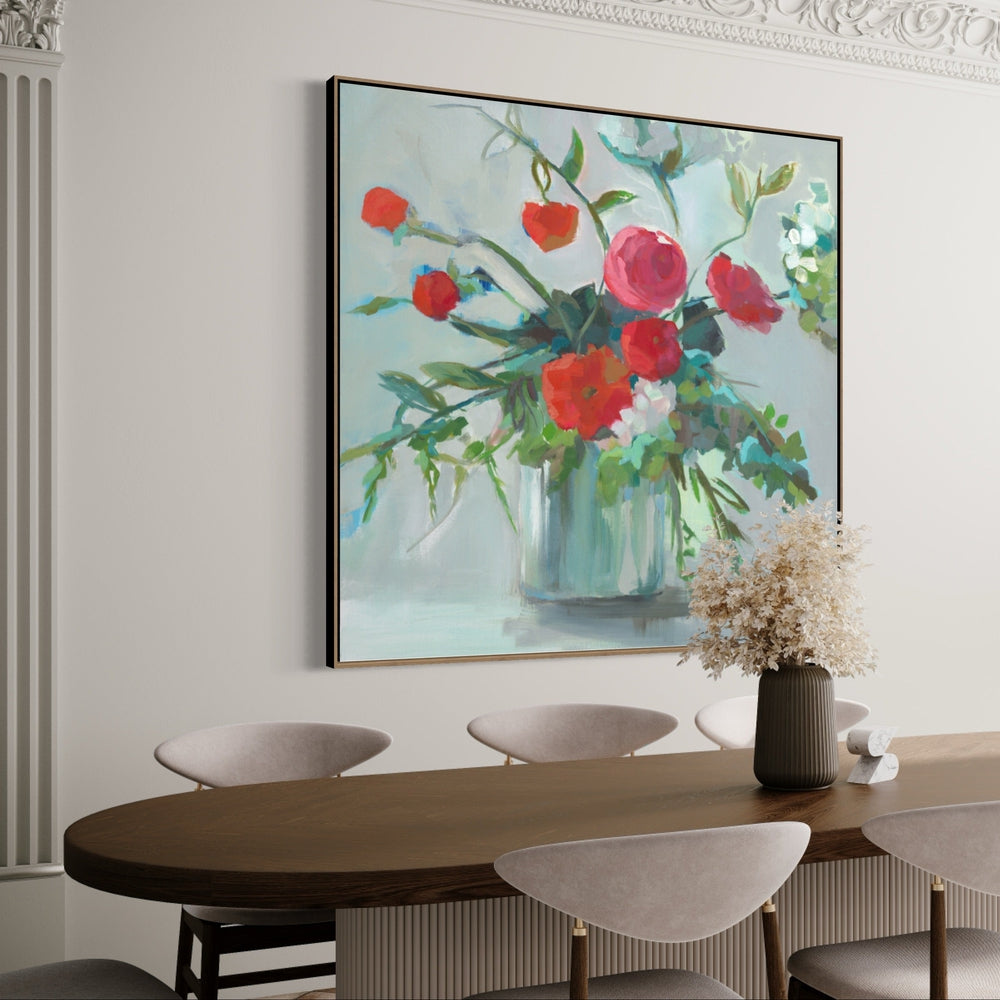 wall-art-print-canvas-poster-framed-Pot Of Red Roses-by-Jenny Westenhofer Art-Gioia Wall Art
