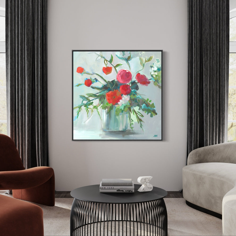 wall-art-print-canvas-poster-framed-Pot Of Red Roses-by-Jenny Westenhofer Art-Gioia Wall Art