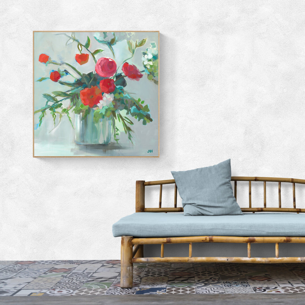 wall-art-print-canvas-poster-framed-Pot Of Red Roses-by-Jenny Westenhofer Art-Gioia Wall Art
