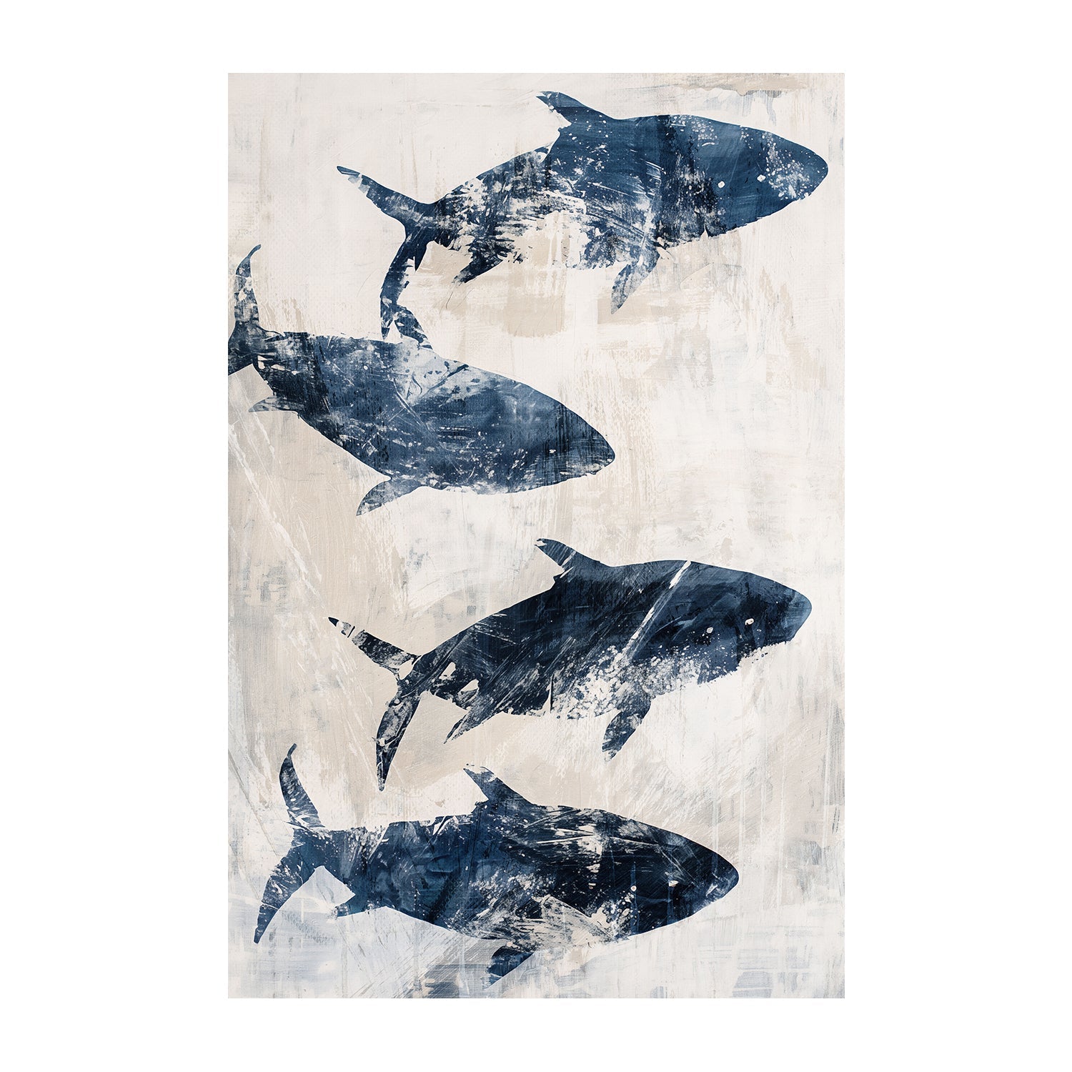 wall-art-print-canvas-poster-framed-Primative Navy Fish , Style A, By Nina Blue-1