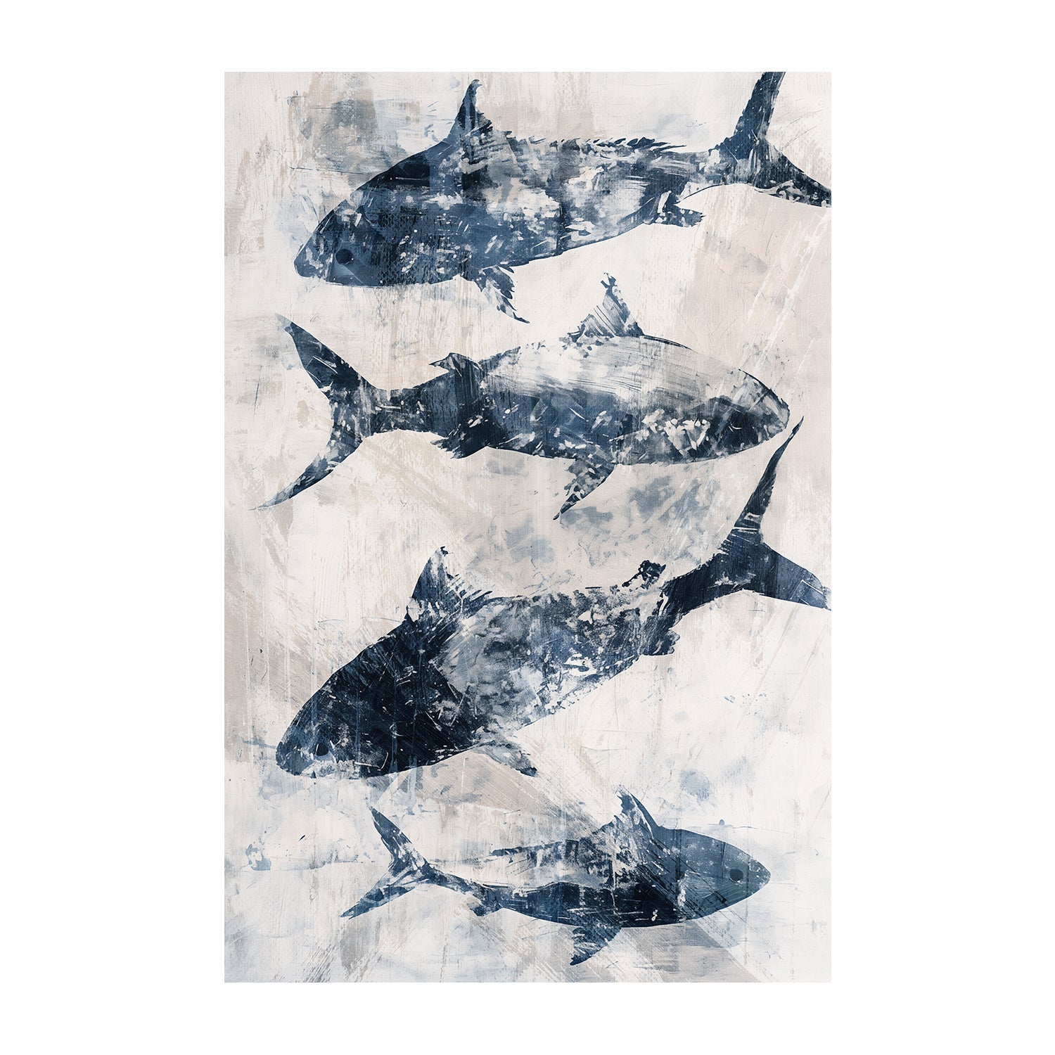 wall-art-print-canvas-poster-framed-Primative Navy Fish , Style B, By Nina Blue-1