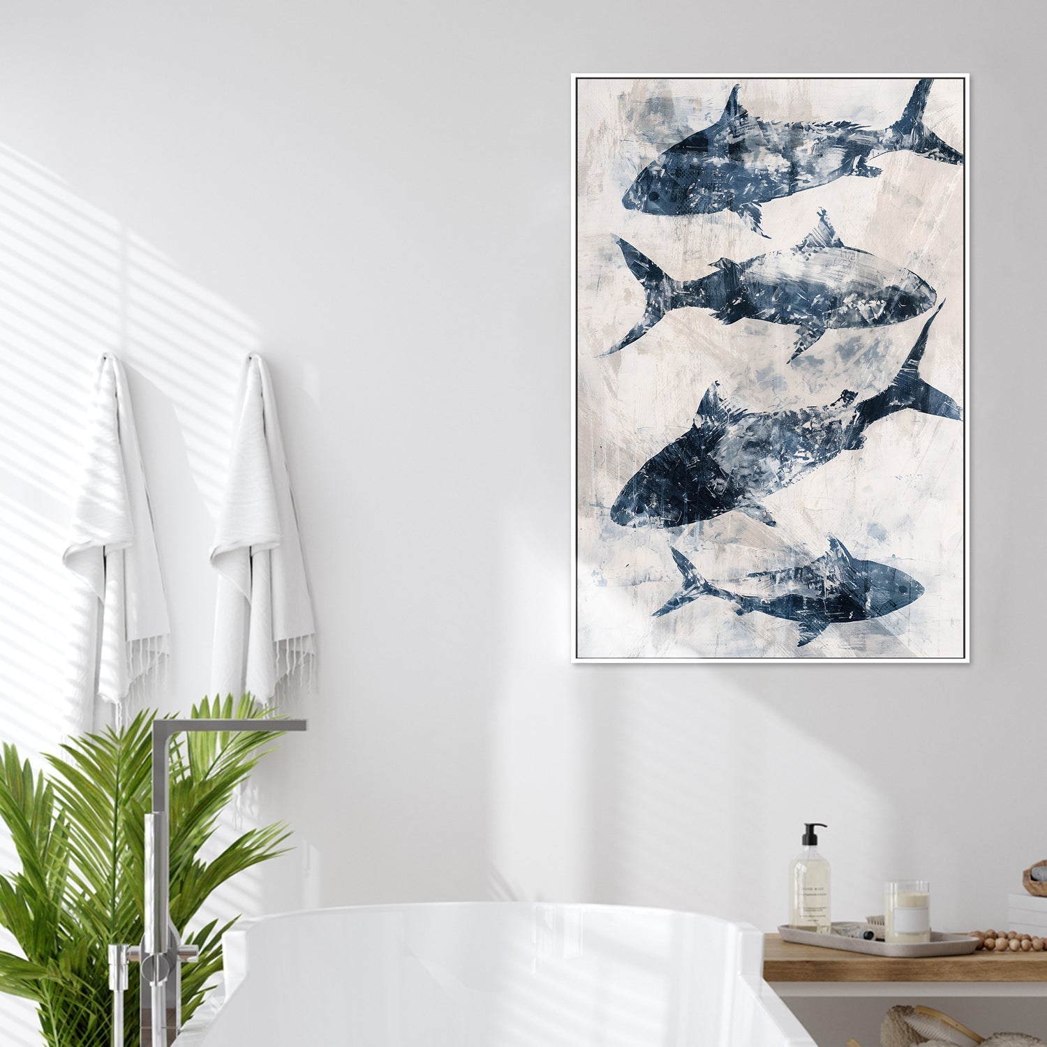 wall-art-print-canvas-poster-framed-Primative Navy Fish , Style B, By Nina Blue-2