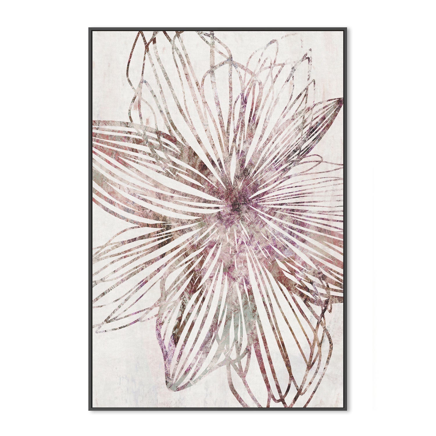 wall-art-print-canvas-poster-framed-Purple Striped Floral , By Dear Musketeer Studio-GIOIA-WALL-ART