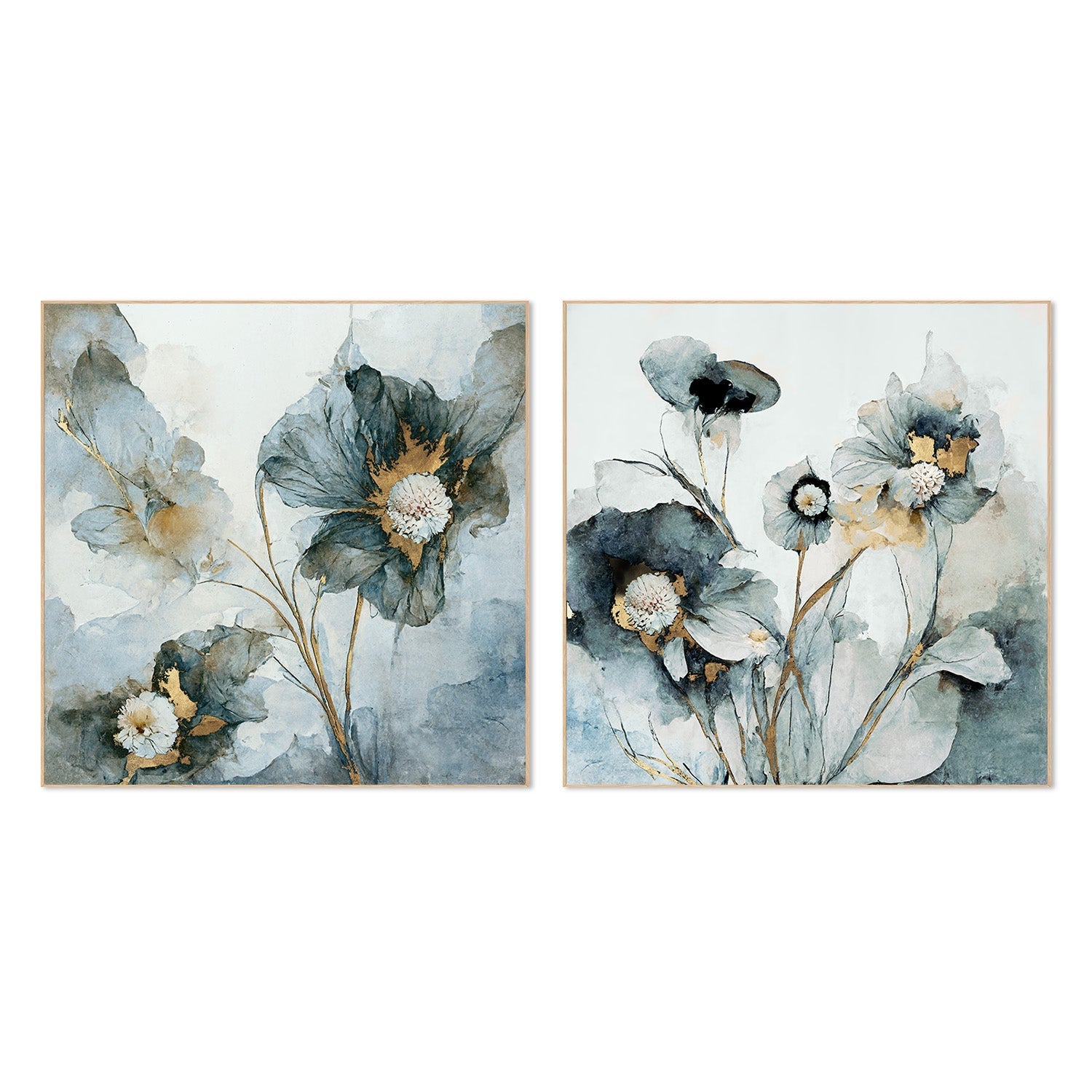 wall-art-print-canvas-poster-framed-Rainy Day Blooms, Style A & B, Set Of 2 , By Leah Mclean-4