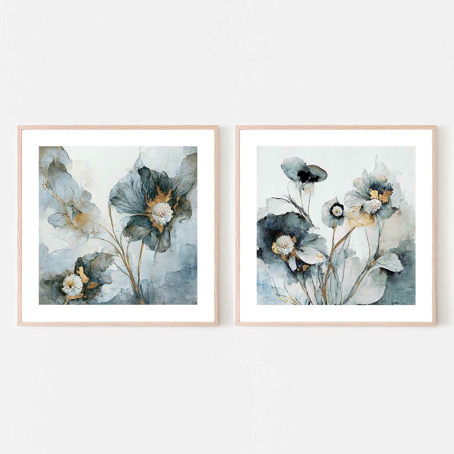 wall-art-print-canvas-poster-framed-Rainy Day Blooms, Style A & B, Set Of 2 , By Leah Mclean-6
