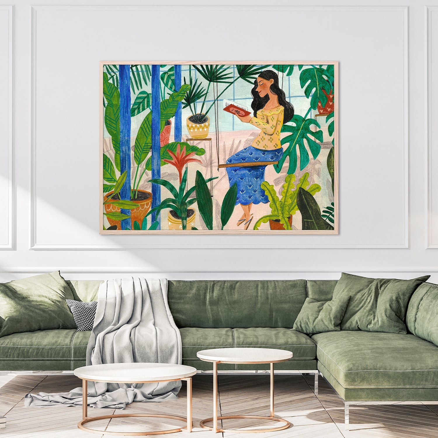 wall-art-print-canvas-poster-framed-Reading in the Tropical Greenhouse-9