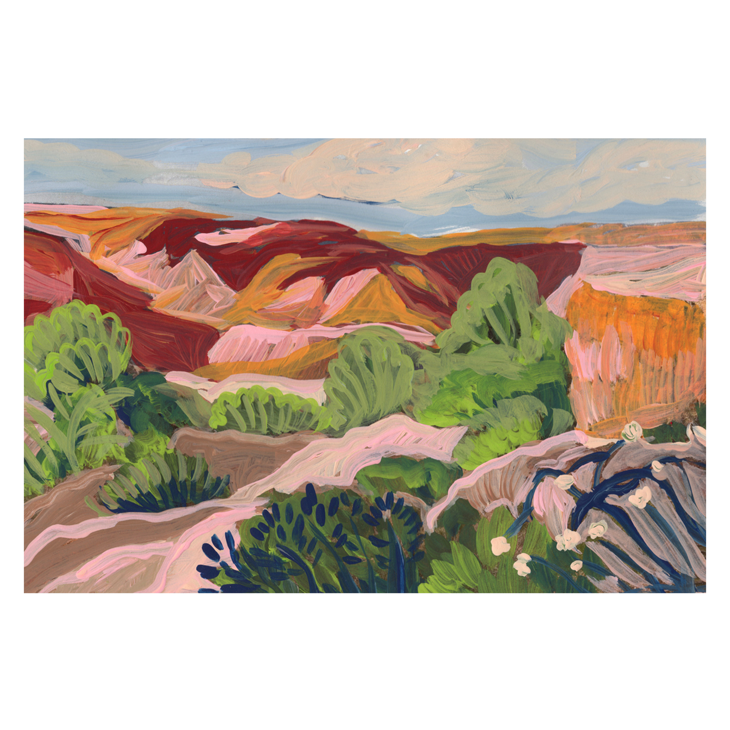 wall-art-print-canvas-poster-framed-Red and Blush Mountains , By Eleanor Baker-1