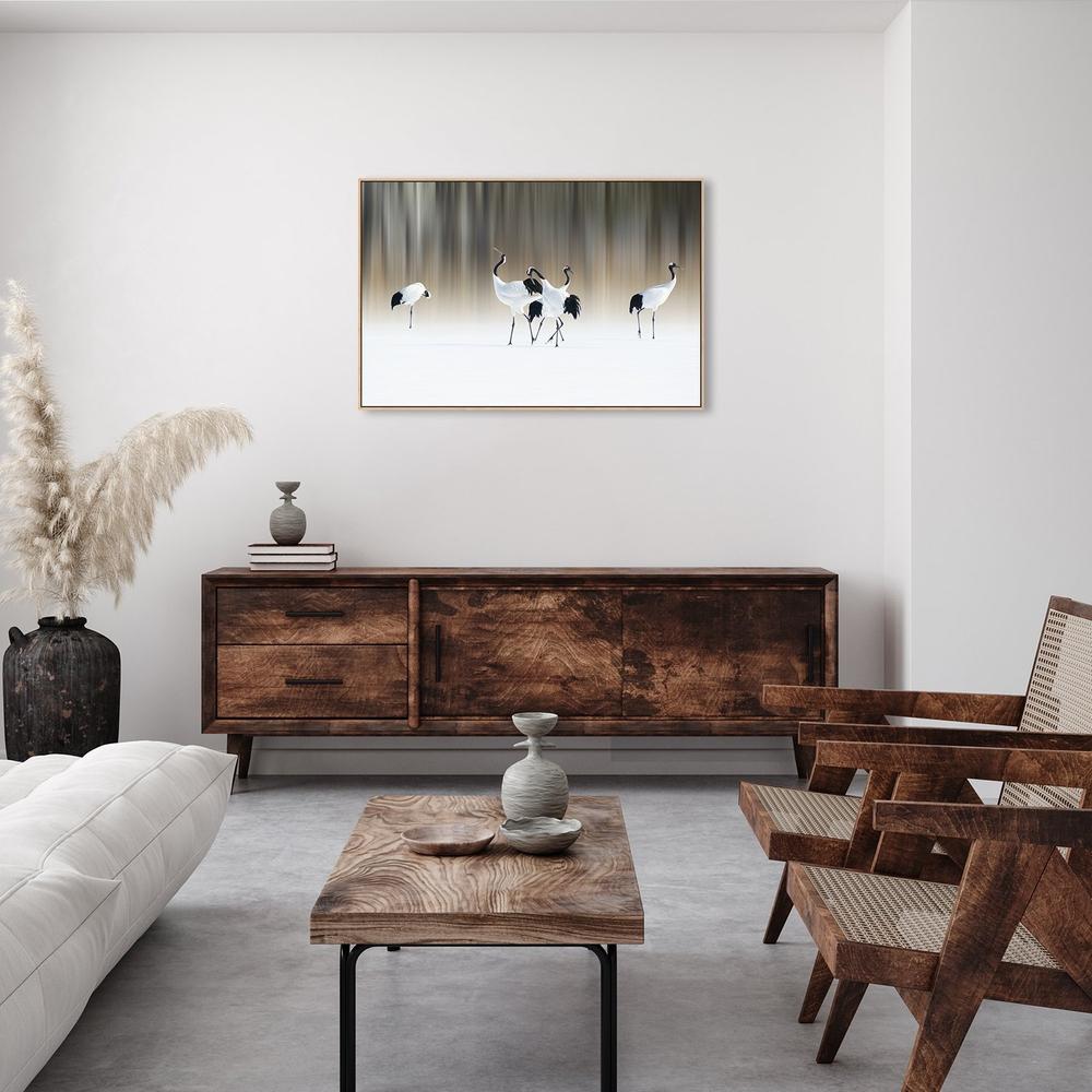 wall-art-print-canvas-poster-framed-Red-Crested White Cranes, By Ikuo Iga-by-Plus X Studio-Gioia Wall Art