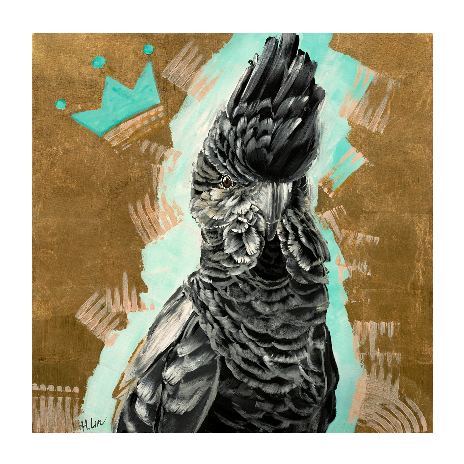 wall-art-print-canvas-poster-framed-Red Tail Black Cockatoo , By Hsin Lin-GIOIA-WALL-ART