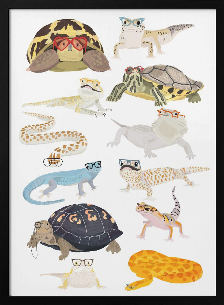 wall-art-print-canvas-poster-framed-Reptiles In Glasses , By Hanna Melin-3