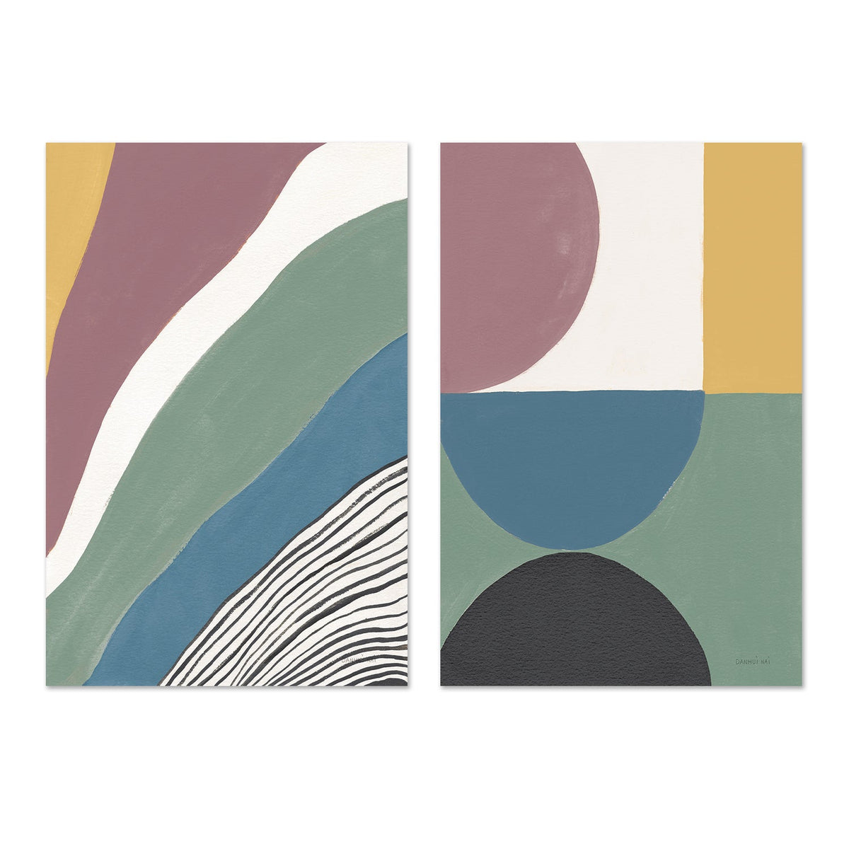 wall-art-print-canvas-poster-framed-Retrospect, Style A & B, Set Of 2 , By Danhui Nai-GIOIA-WALL-ART