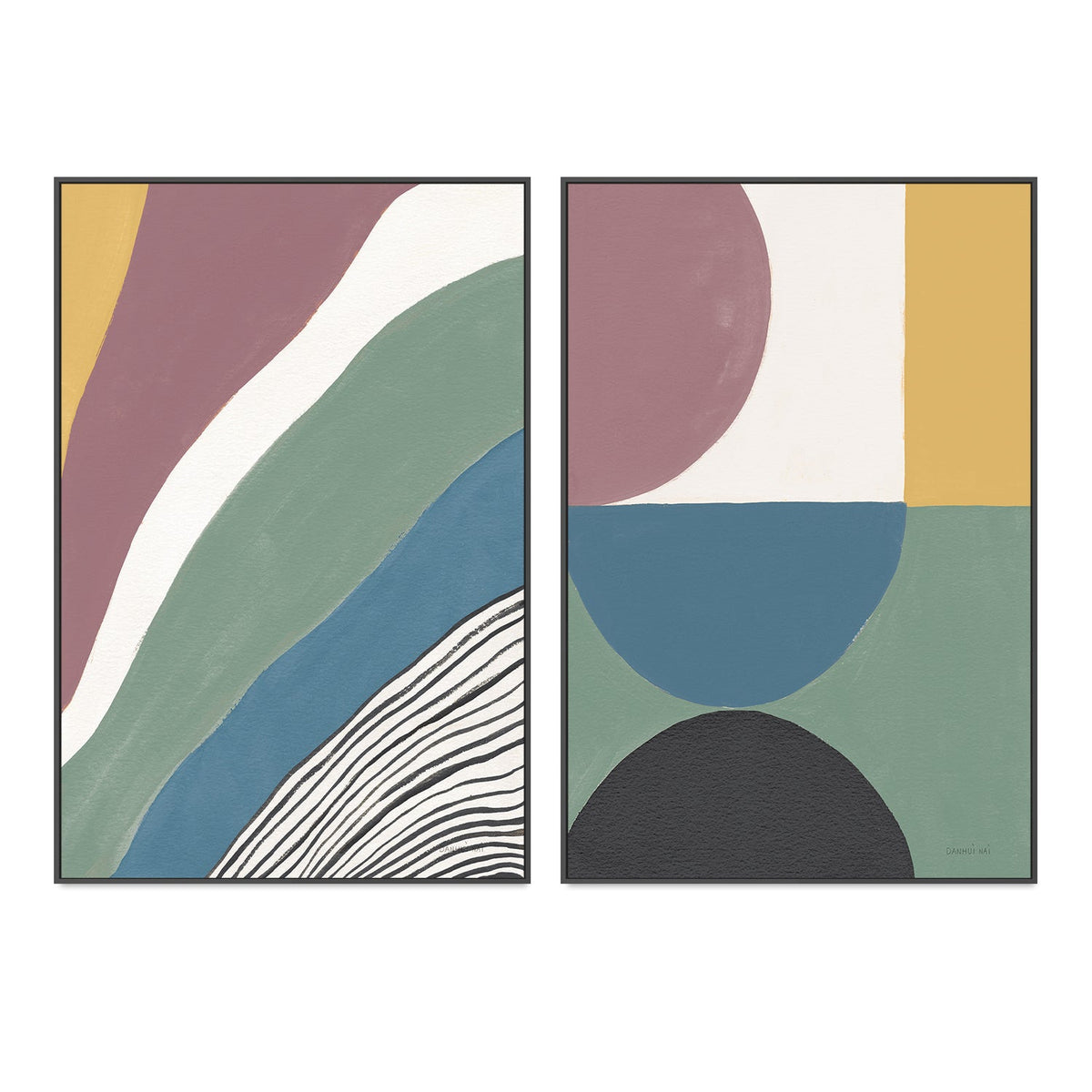 wall-art-print-canvas-poster-framed-Retrospect, Style A & B, Set Of 2 , By Danhui Nai-GIOIA-WALL-ART