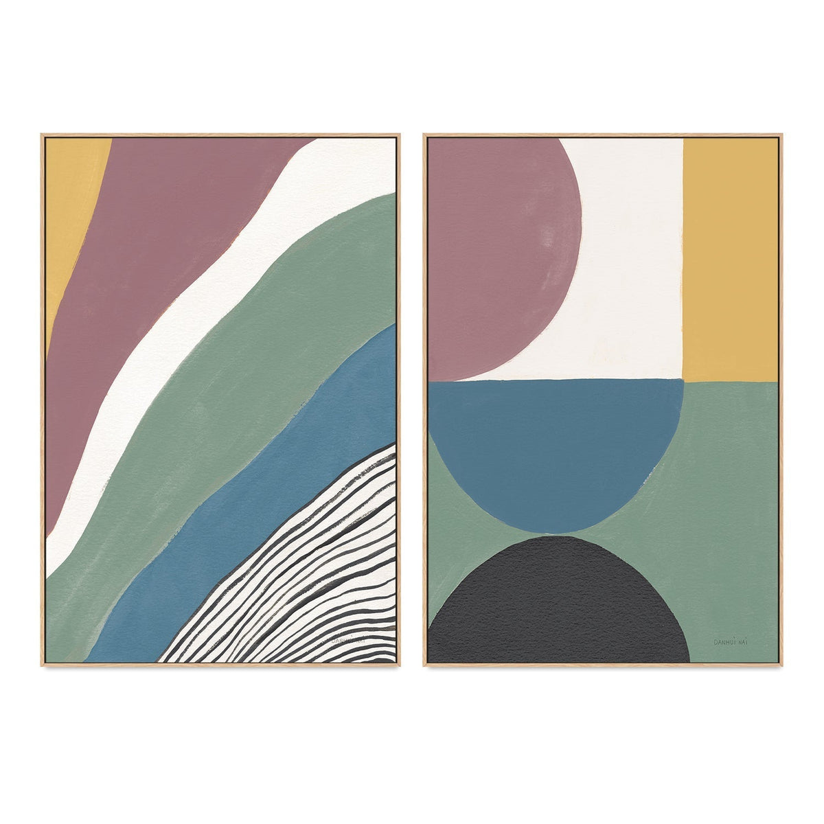 wall-art-print-canvas-poster-framed-Retrospect, Style A & B, Set Of 2 , By Danhui Nai-GIOIA-WALL-ART