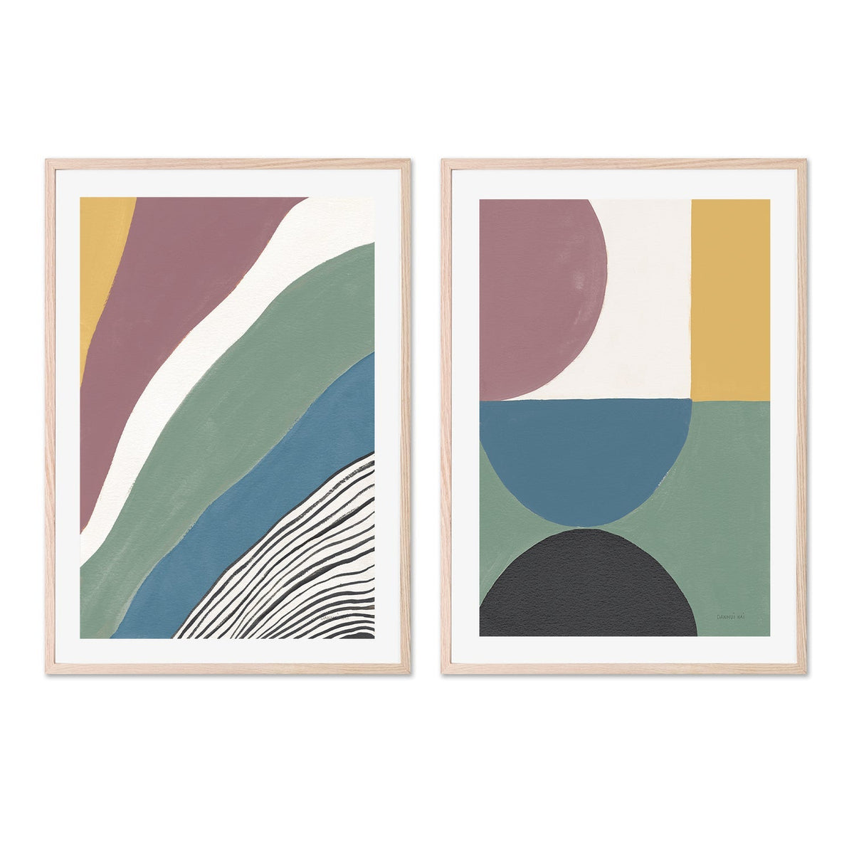 wall-art-print-canvas-poster-framed-Retrospect, Style A & B, Set Of 2 , By Danhui Nai-GIOIA-WALL-ART