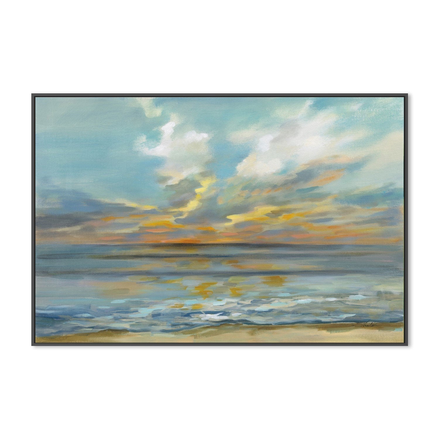 wall-art-print-canvas-poster-framed-Rhythmic Sunset Waves-by-Silvia Vassileva-Gioia Wall Art